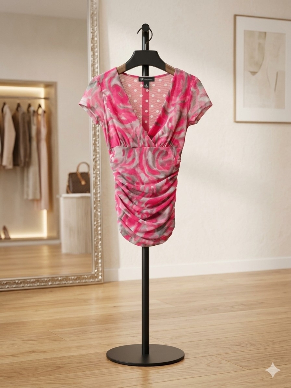 INC International Concepts Pink Ruched V-Neck Blouse